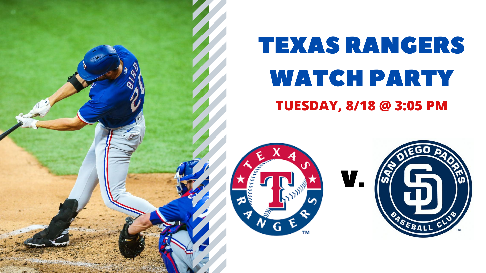 Rangers v. Padres I Free Watch Party - hero