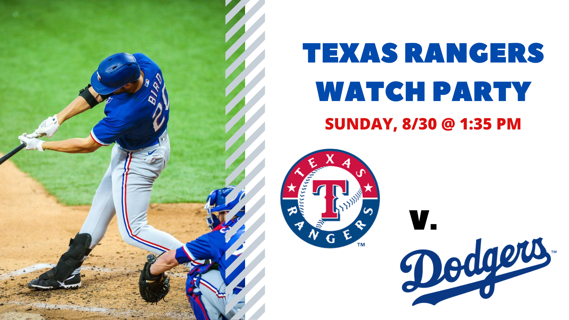 Rangers v. Dodgers I Free Watch Party - hero