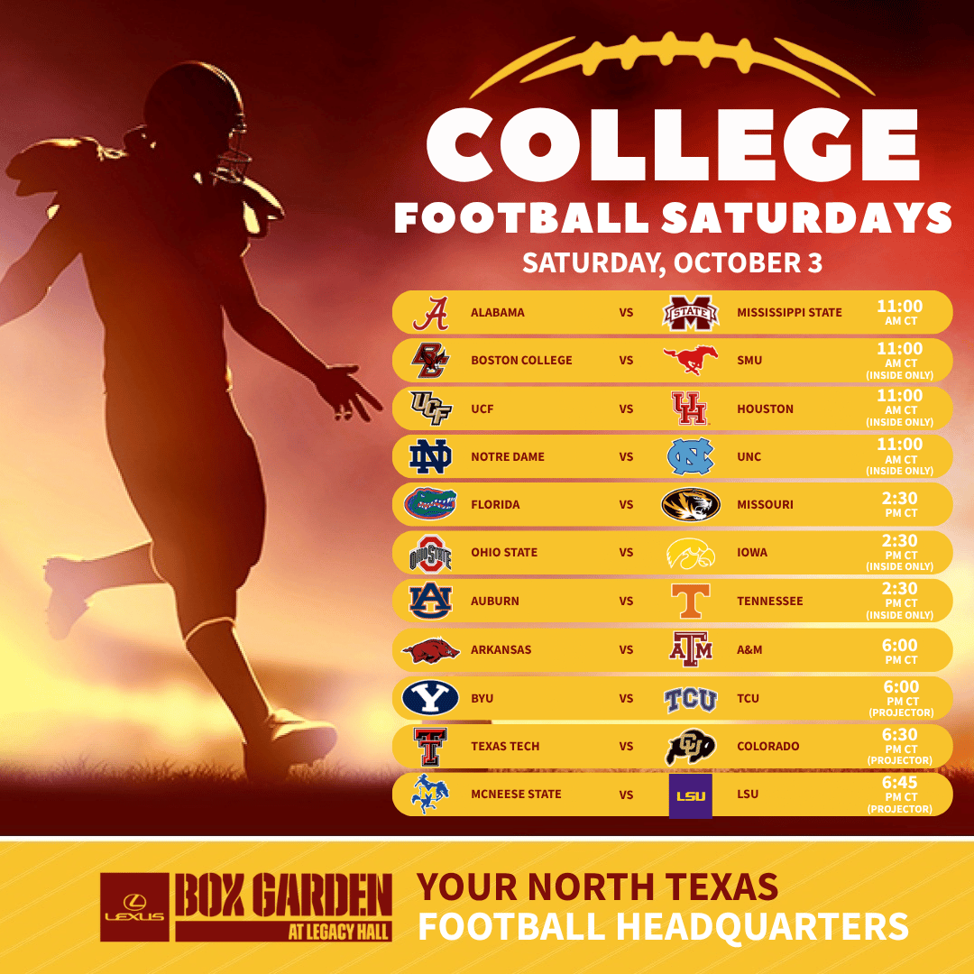 Promo image of October 3rd College Football Games