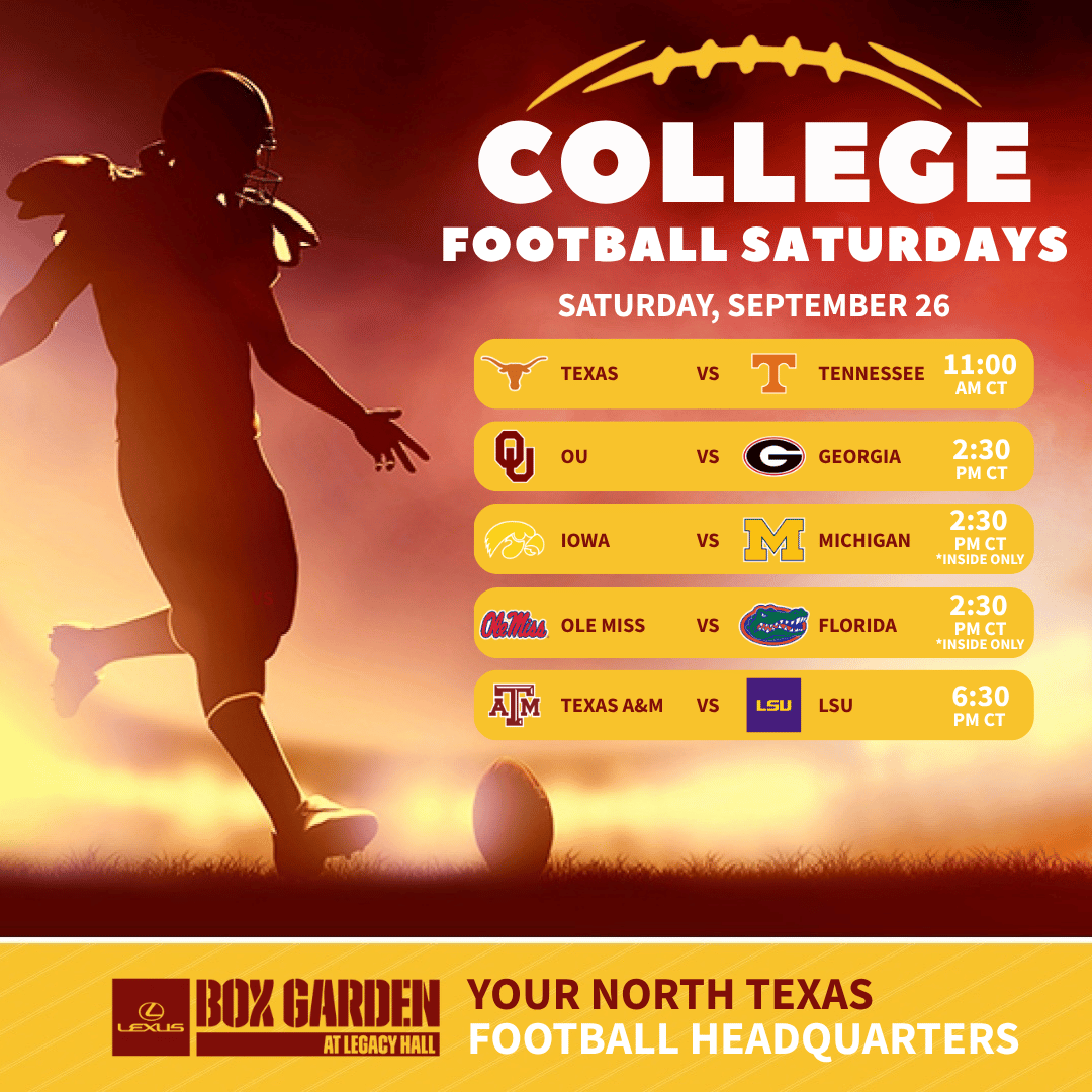 Promo image of September 26th College Football Games