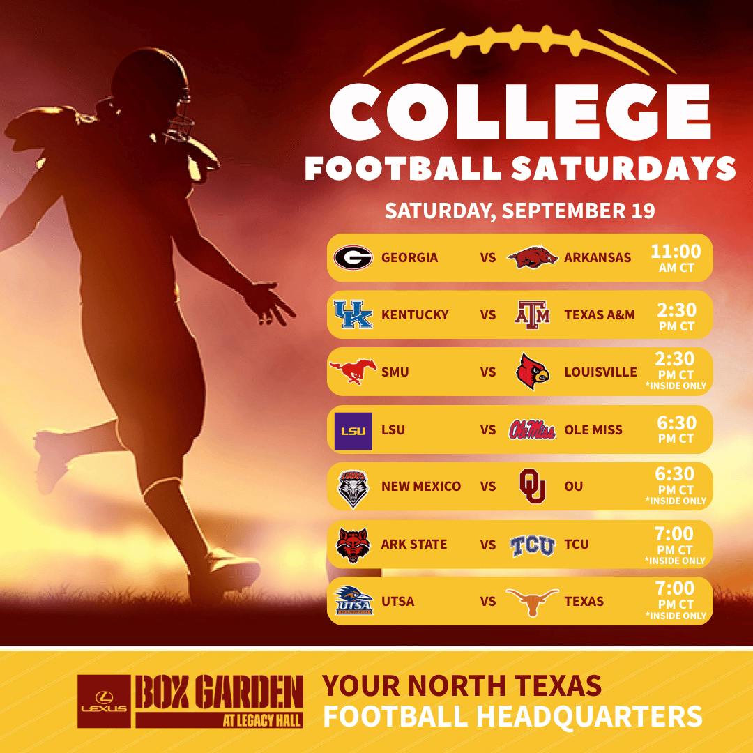 Promo image of September 19th College Football Games